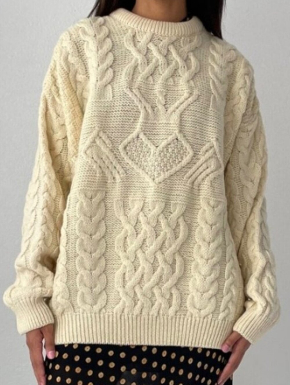 Aran Crafts Fisherman's Sweater Cream Ivory Wool Irish Cableknit M Medium NWT